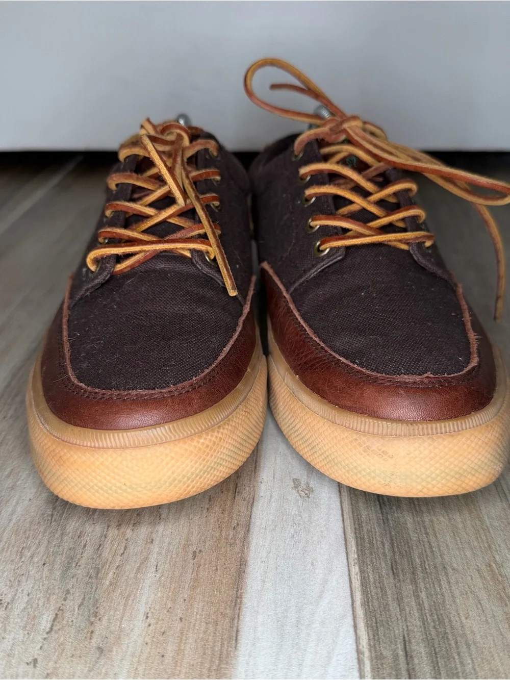 Polo by Ralph Lauren Vance Side Lace Sneaker Shoes Leather Canvas Brown Mens 10D